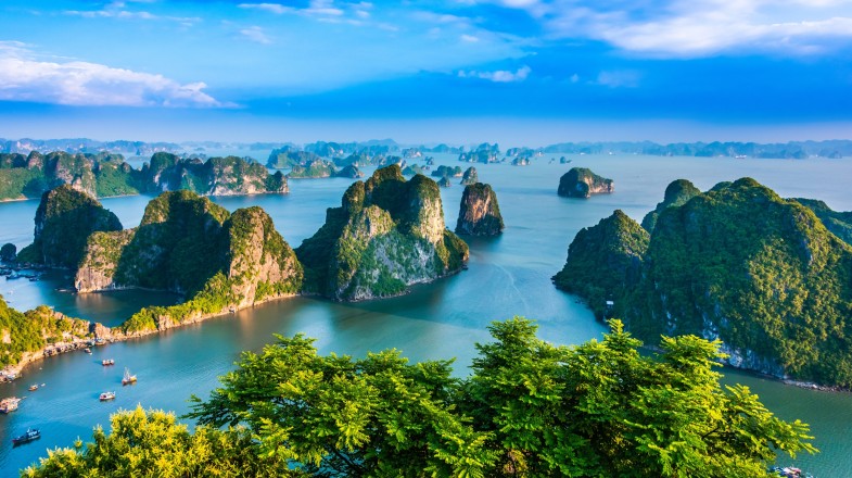A panoramic view of Ha Long Bay, Vietnam in September.